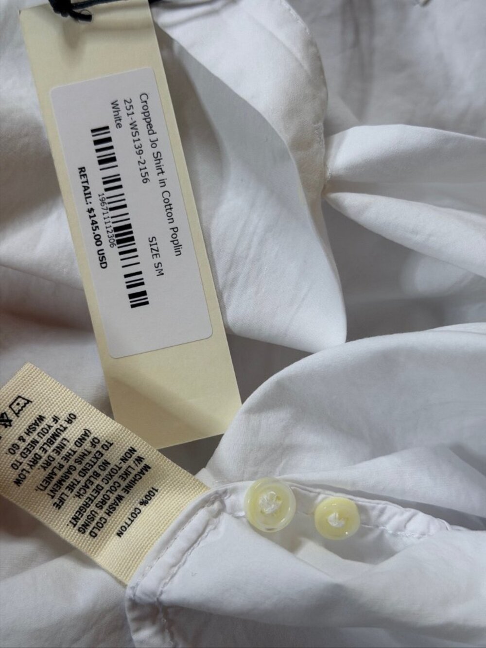 New Alex Mill Shirt Small White Cropped Jo Cotton Poplin Button Up Wash & Go - Picture 7 of 7